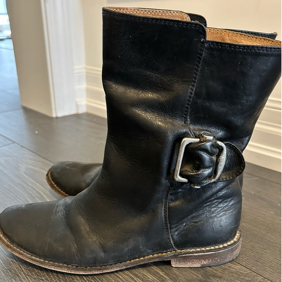 FRYE women leather combat boots size 6 in black - Picture 3 of 4